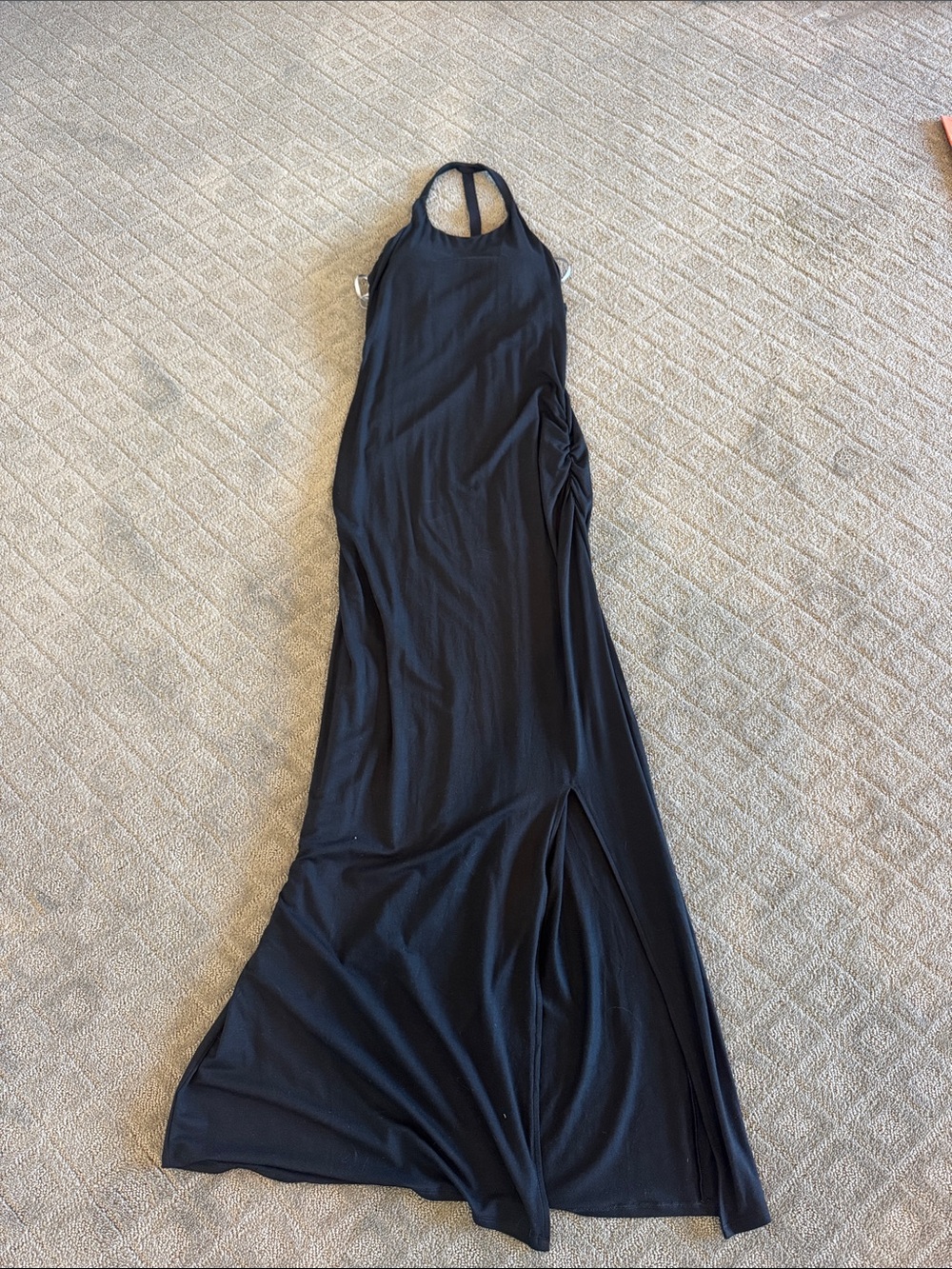 Athleta Black Halter Maxi Dress with Side Ruched Detail